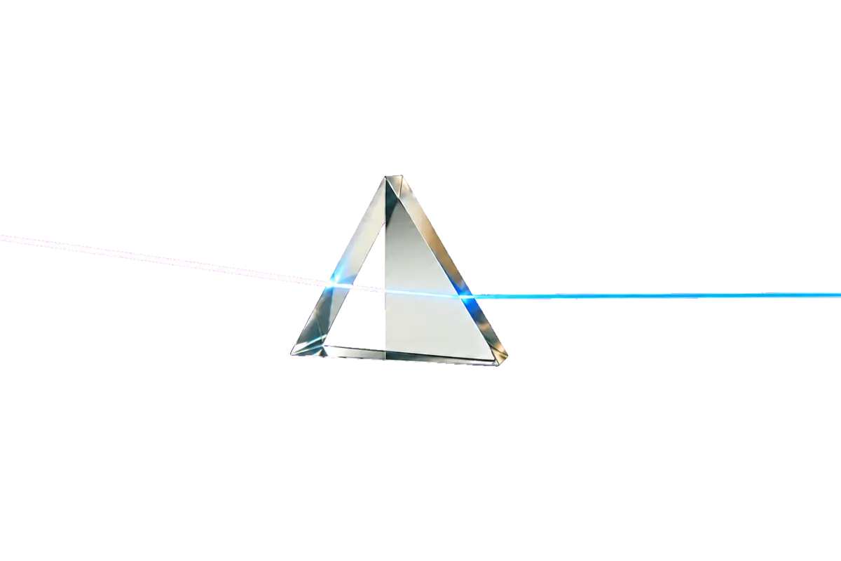 A precise beam resolving through a clear glass prism